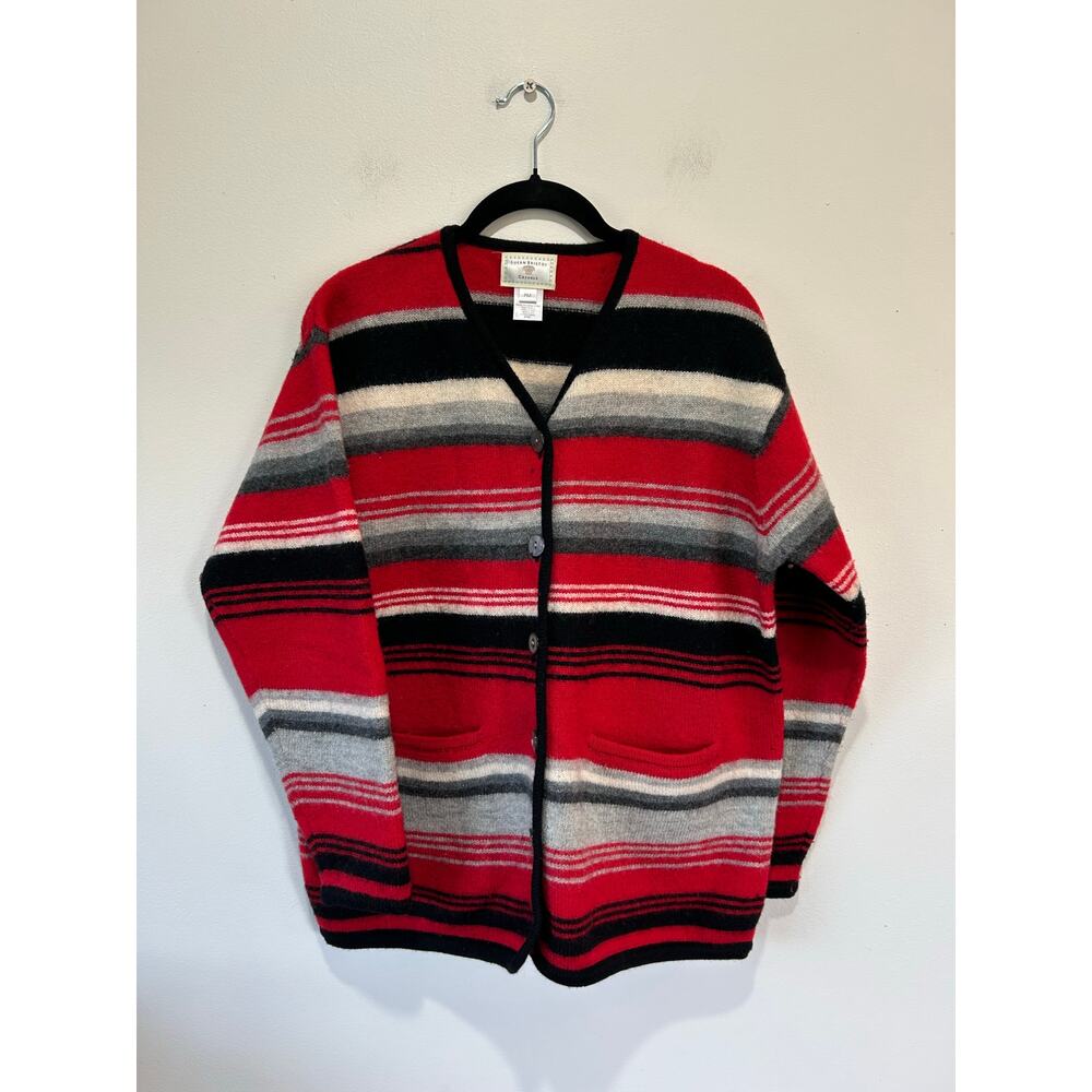 Vintage Susan Bristol Casuals wool cardigan size M striped one small hole
